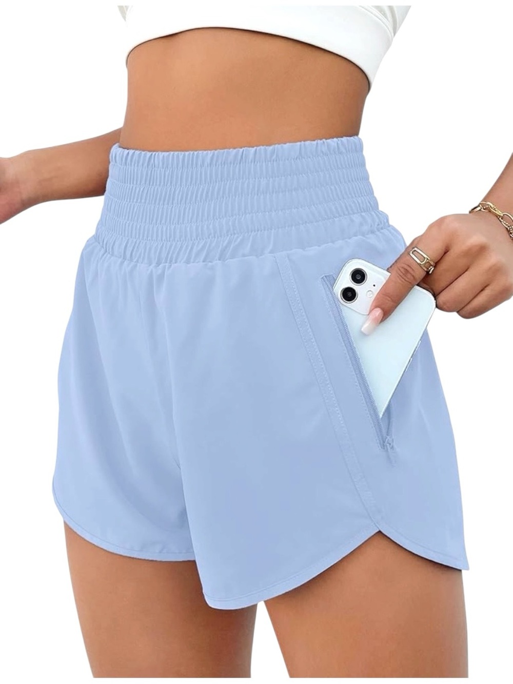 BMJL Women’s Athletic Shorts High Waisted 2.5” Pocket Sky Blue Size XS. NWT